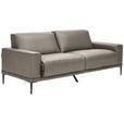 2,5-SITZER in Leder Graubraun  - Graubraun/Schwarz, Design, Leder/Metall (200/102/92cm) - Johann Jakob
