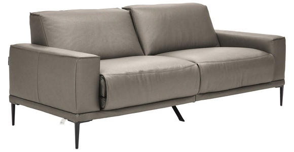 2,5-SITZER in Leder Graubraun - Graubraun/Schwarz, Design, Leder/Metall (200/102/92cm) - Johann Jakob