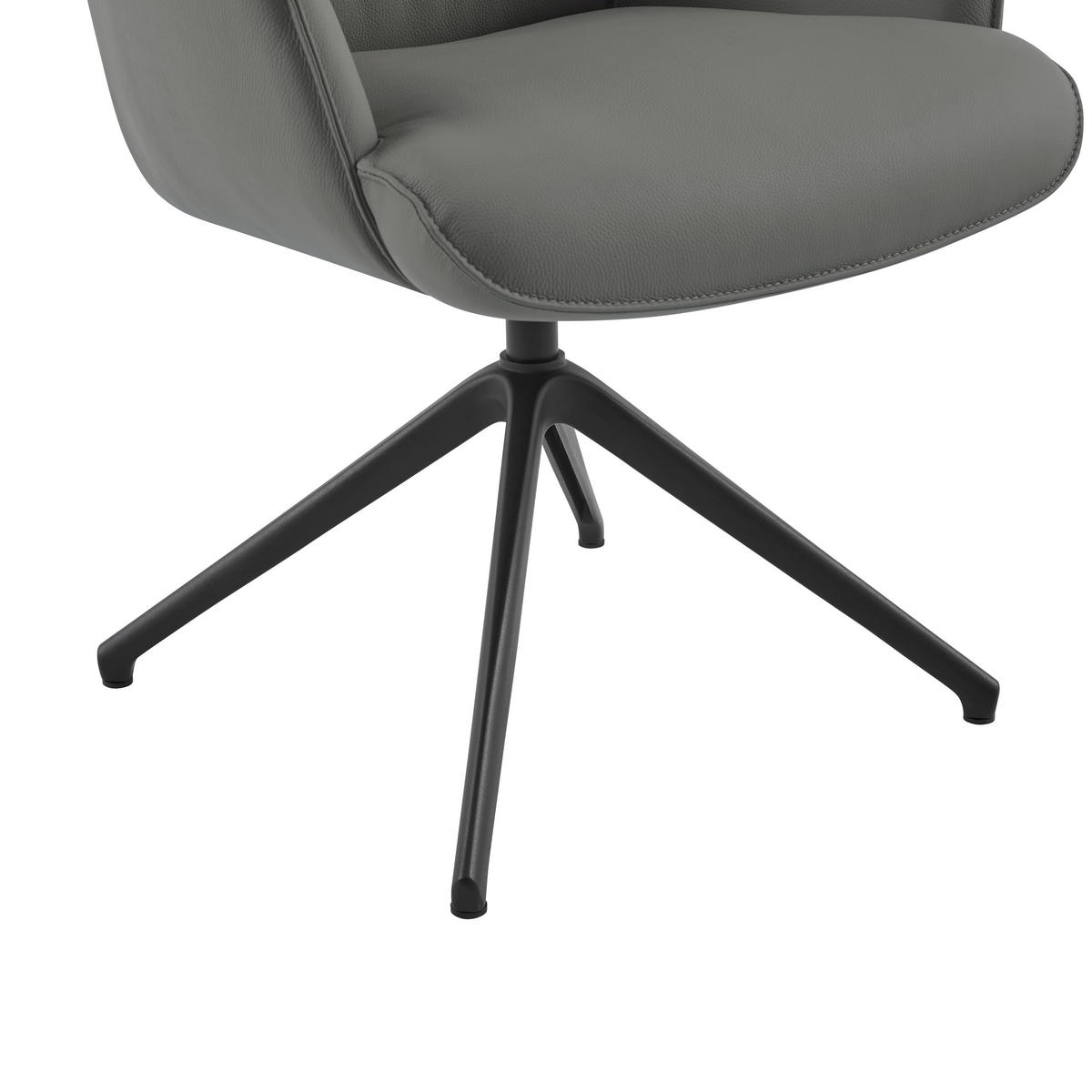 ARMLEHNSTUHL  in Aluminium, Eisen Echtleder pigmentiert  - Schwarz/Grau, Design, Leder/Metall (65/92/67,5cm) - Novel