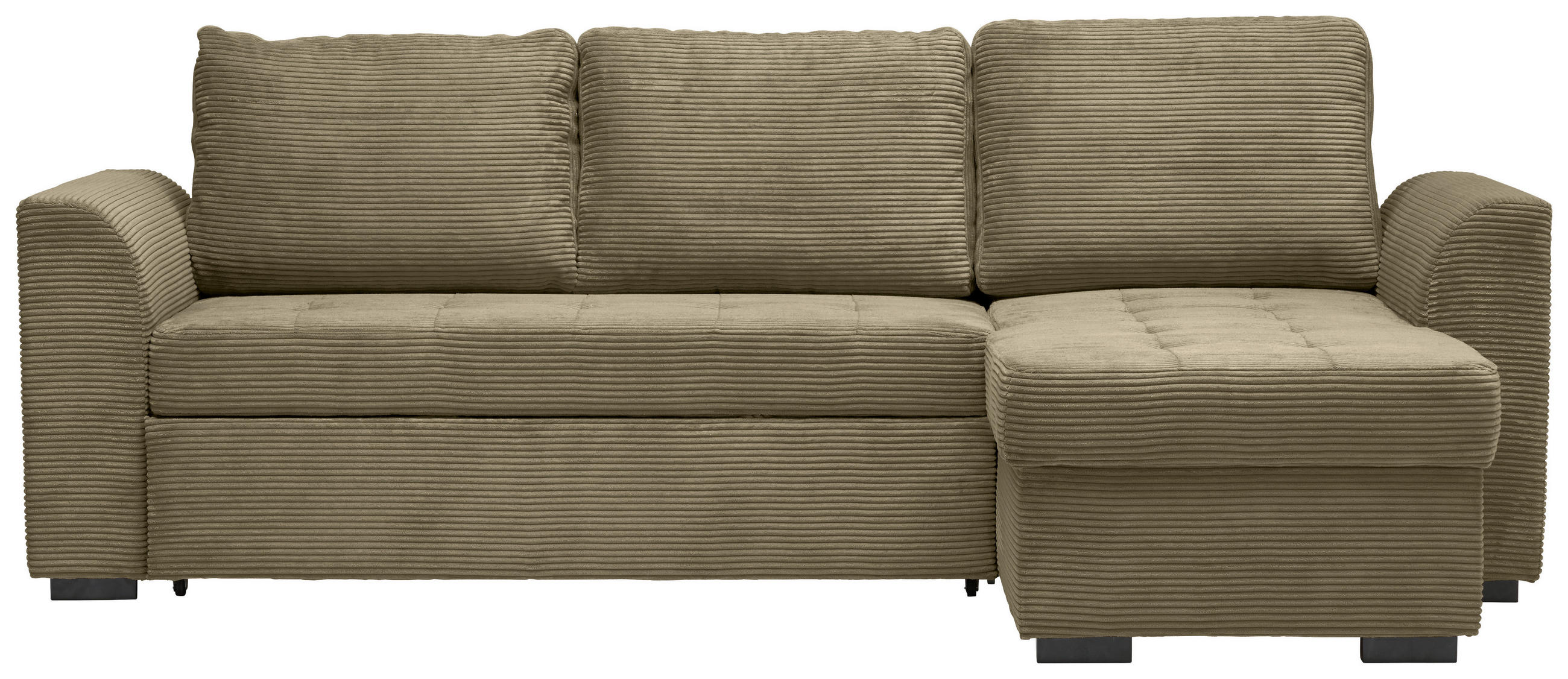 ECKSOFA Cord Olivgrün  - Schwarz/Olivgrün, Design, Kunststoff/Textil (243/155cm) - Xora