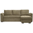 ECKSOFA in Cord Olivgrün  - Schwarz/Olivgrün, Design, Kunststoff/Textil (243/155cm) - Xora