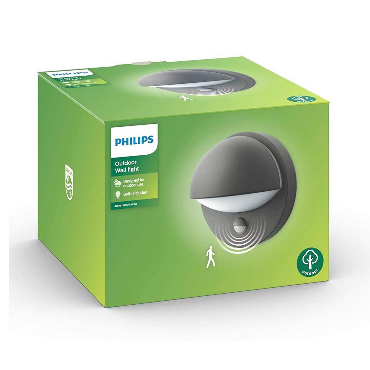 ZUNANJA STENSKA SVETILKA  JUNE 19,5/19,5/13,5 cm            - antracit, Basics, kovina (19,5/19,5/13,5cm) - Philips
