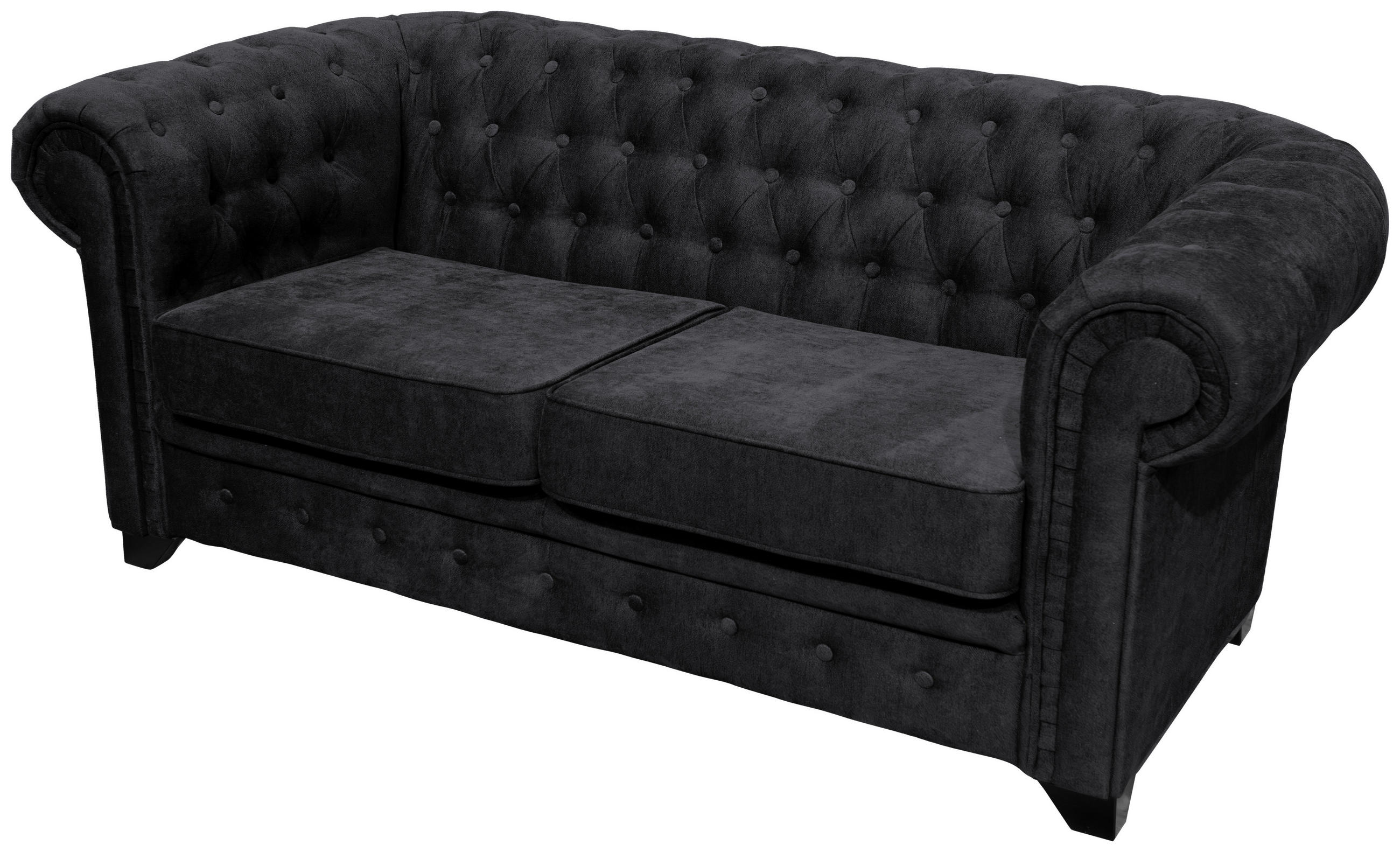 Livetastic POHOVKA CHESTERFIELD, dřevo, textil, kompozitní dřevo, černá