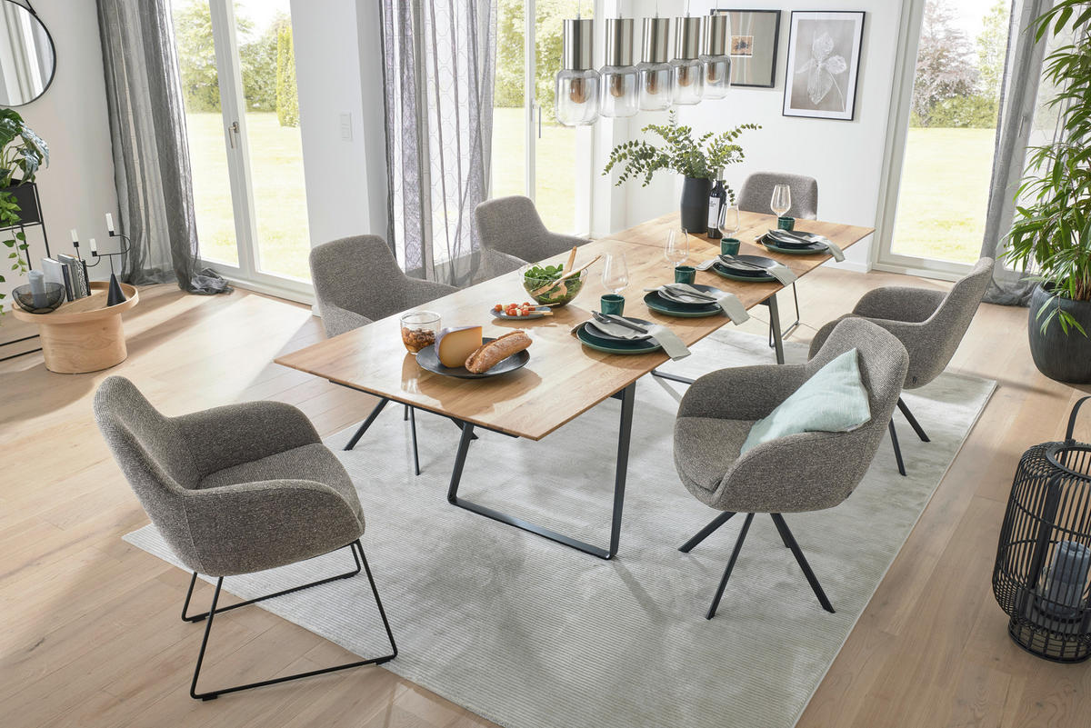 ESSTISCH Eichefarben  ausziehbar, in verschiedenen Größen erhältlich, Variantenauswahl  - Eichefarben/Schwarz, Design, Holz/Metall (220-320/100/77cm) - Musterring
