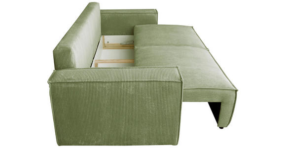 SCHLAFSOFA Cord Salbeigrün Zierkissen, Rückenkissen, Armlehnenkissen, Bettkasten, Schlaffunktion, Rücken echt, Liegefläche im Originalstoff  - Salbeigrün/Schwarz, KONVENTIONELL, Kunststoff/Textil (240/89/100cm) - Carryhome