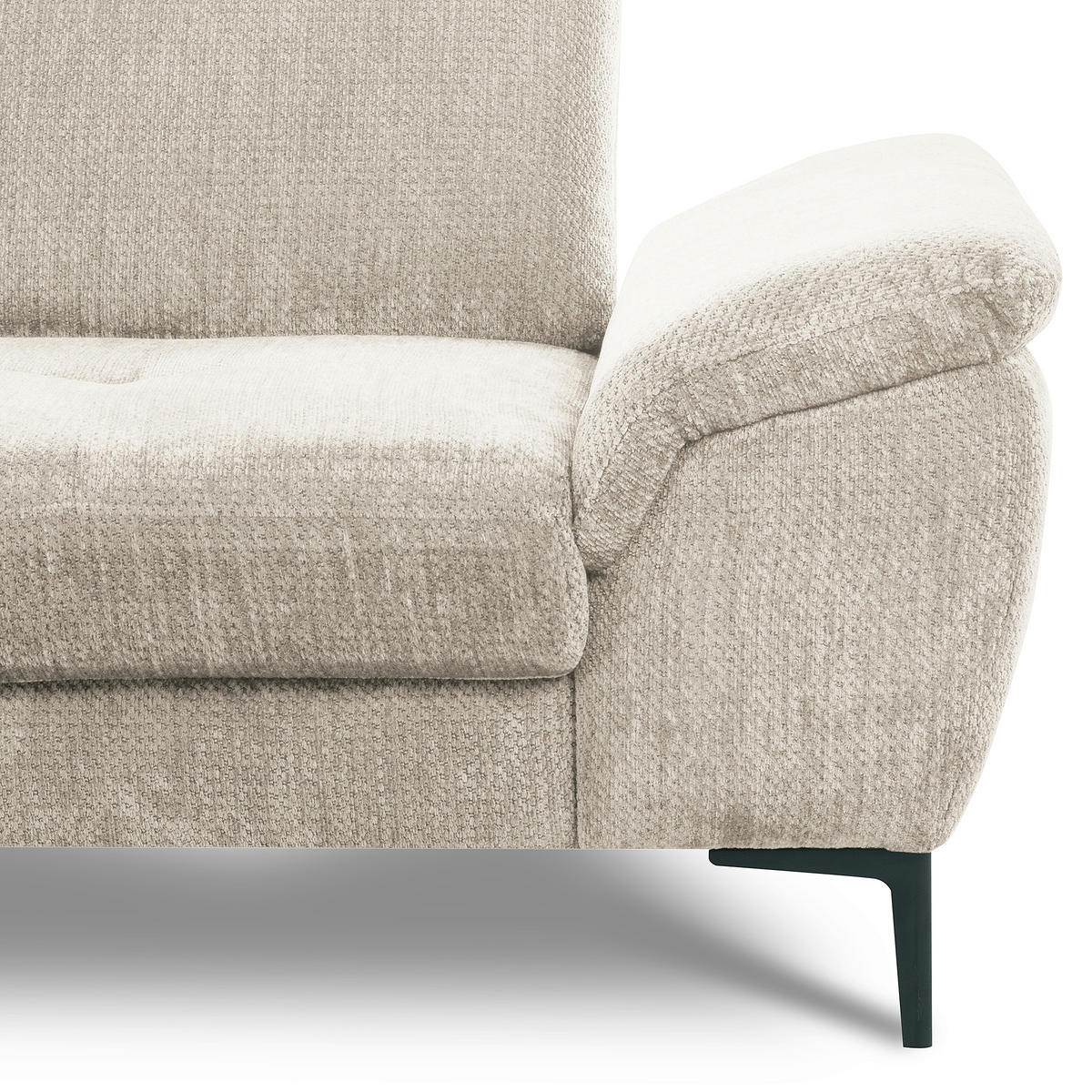 ECKSOFA  Webstoff Weiss  - Weiss/Schwarz, Design, Textil/Metall (195/268cm) - Livetastic