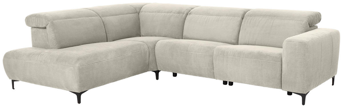 ECKSOFA in Cord Naturfarben  - Schwarz/Naturfarben, Design, Textil (223/290cm) - Pure Home Lifestyle
