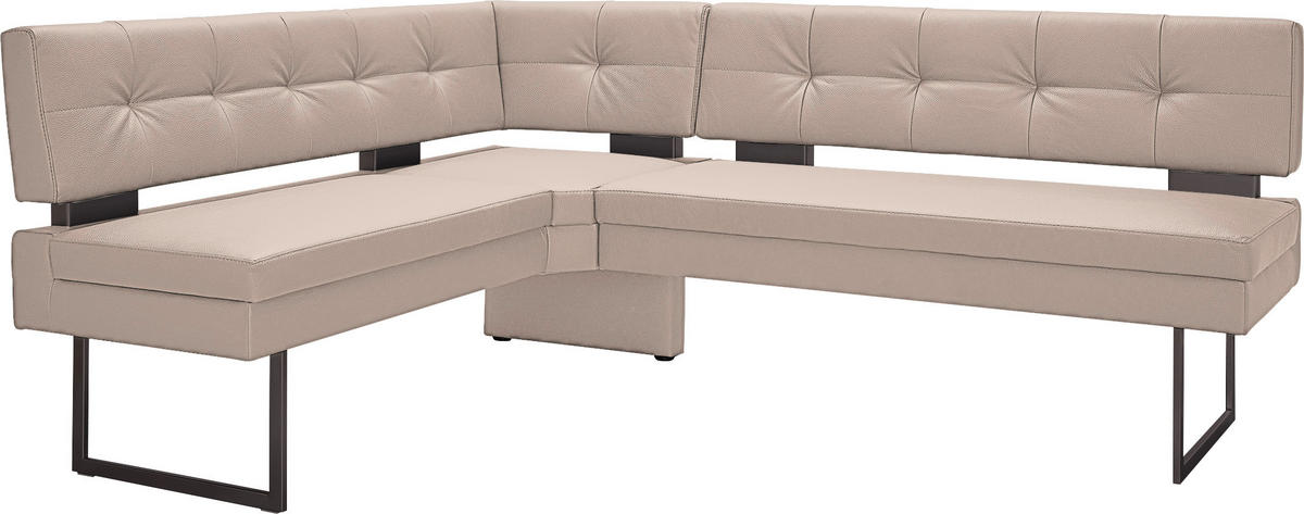 ECKBANK 158/200 cm Mikrofaser Creme   - Creme/Schwarz, Design, Textil/Metall (158/200cm) - Dieter Knoll