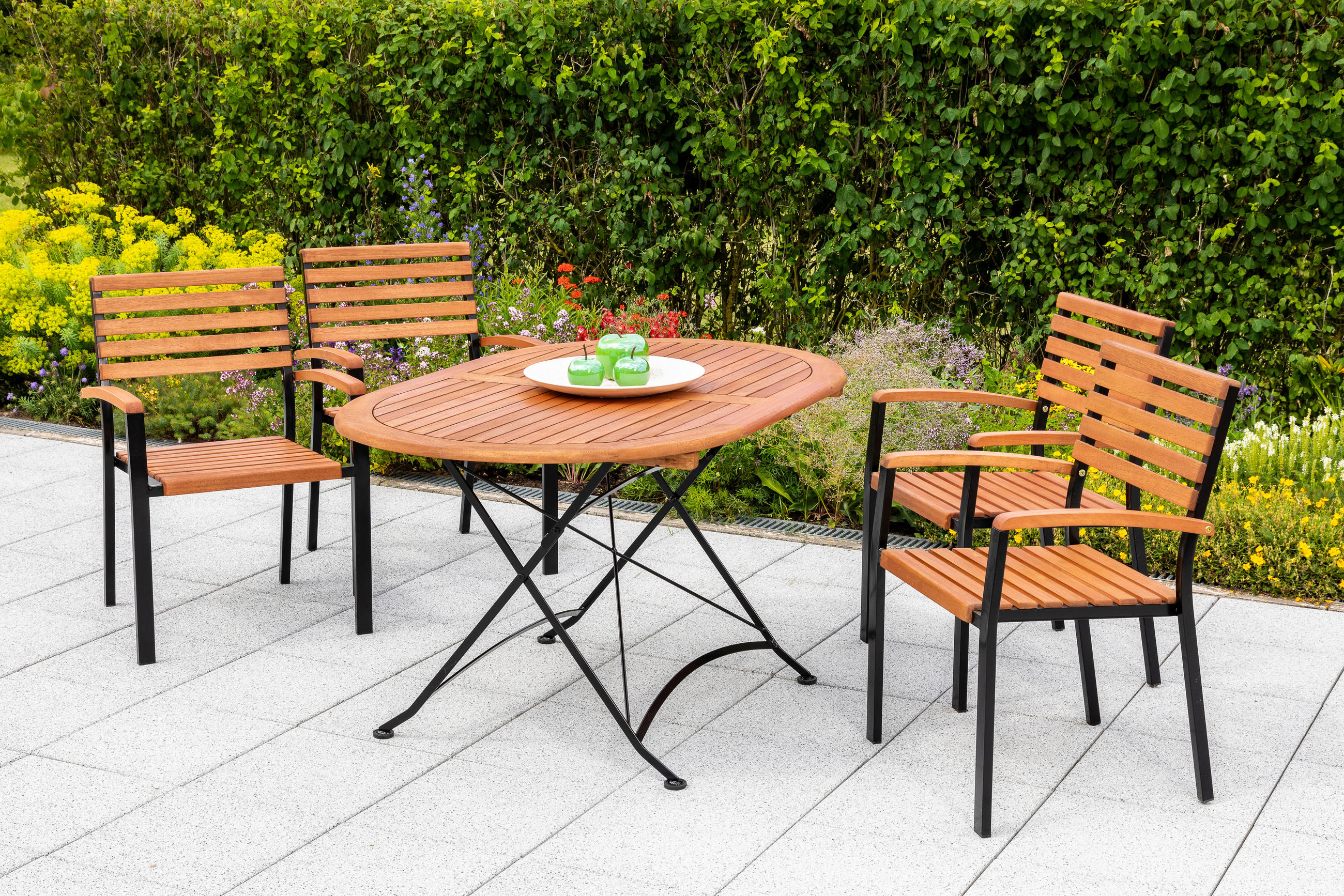 STAPELSESSEL Eukalyptusholz Stahl Graphitfarben, Naturfarben  - Graphitfarben/Naturfarben, KONVENTIONELL, Holz/Metall (59,5/86,5/54cm) - Gardenson