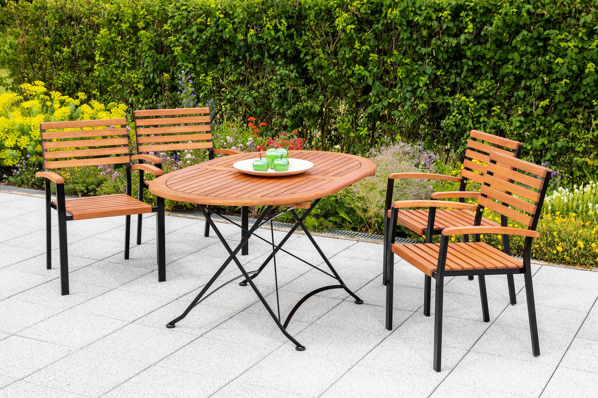 STAPELSESSEL in Holz, Metall Graphitfarben, Naturfarben  - Graphitfarben/Naturfarben, KONVENTIONELL, Holz/Metall (59,5/86,5/54cm) - Gardenson
