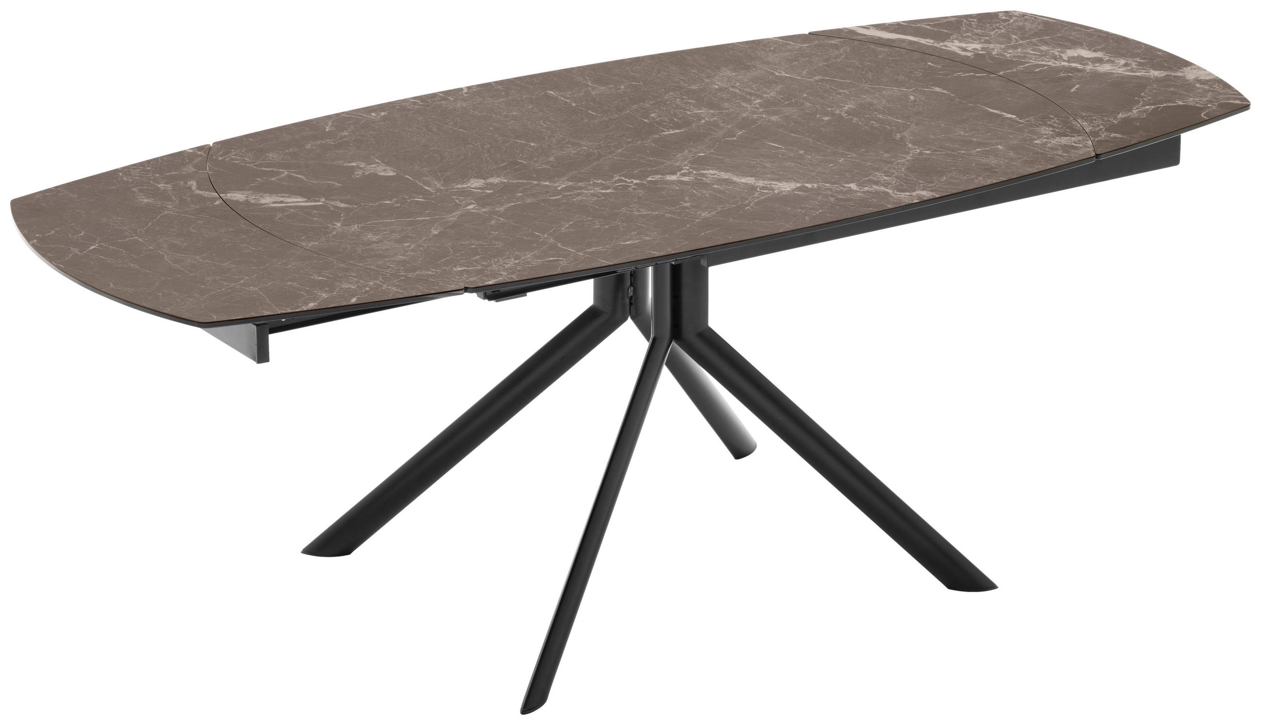 ESSTISCH Braun, Schwarz bootsförmig  ausziehbar  - Schwarz/Braun, Design, Keramik/Metall (140-205/90/76cm) - Connubia 