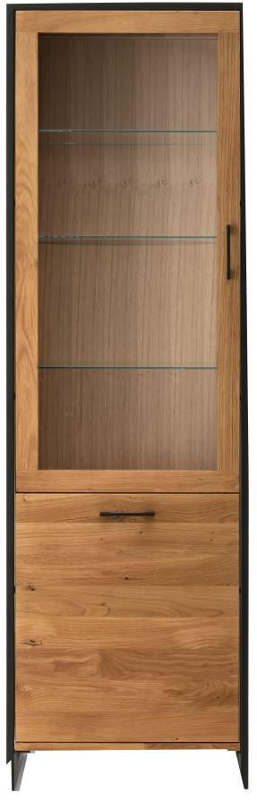 VITRINE  in massiv Wildeiche Schwarz, Wildeiche - Wildeiche/Schwarz, Design, Glas/Holz (60/197/39cm) - Linea Natura