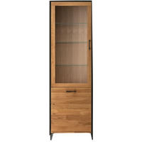 VITRINE  in massiv Wildeiche Schwarz, Wildeiche - Wildeiche/Schwarz, Design, Glas/Holz (60/197/39cm) - Linea Natura