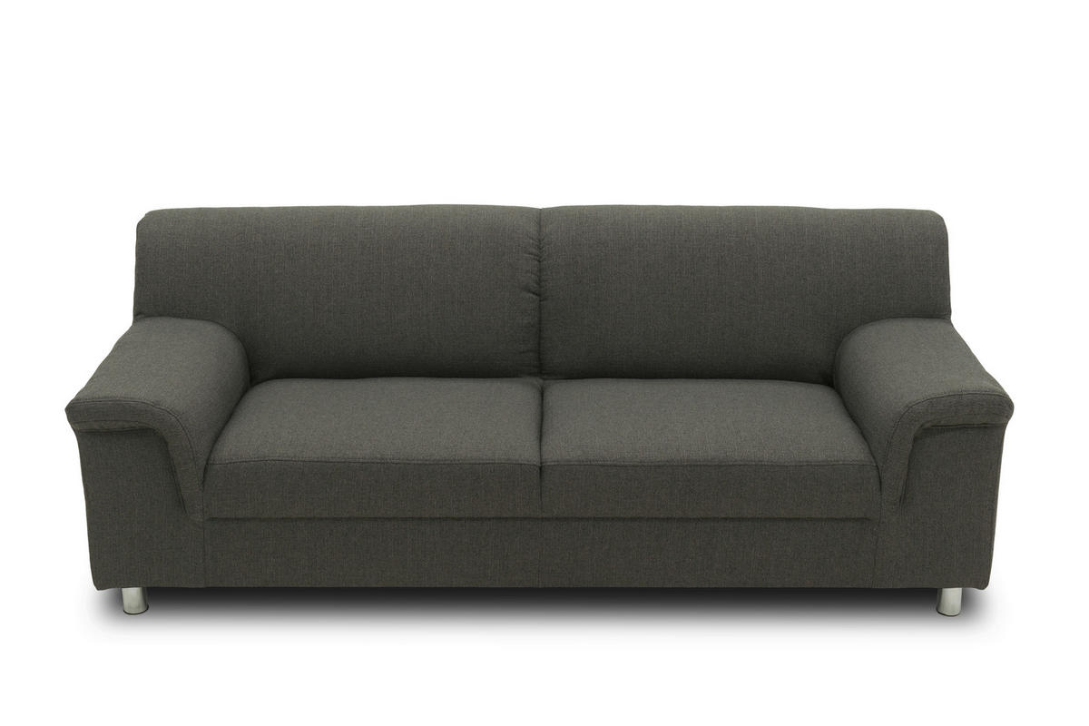 3-SITZER-SOFA in Webstoff Schlammfarben  - Chromfarben/Schlammfarben, KONVENTIONELL, Textil/Metall (190/72/80cm) - MID.YOU