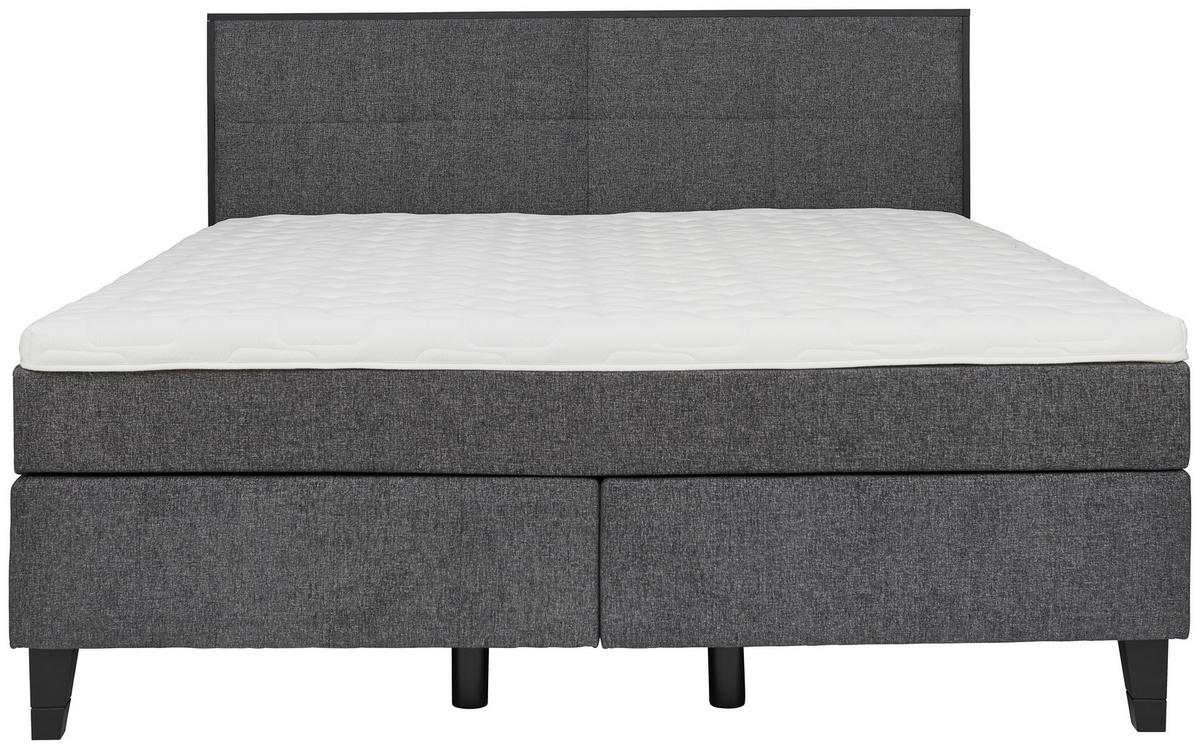 BOXSPRINGBETT 180/200 cm  in Anthrazit, Schwarz  - Anthrazit/Schwarz, Design, Holz/Textil (180/200cm) - Hom`in