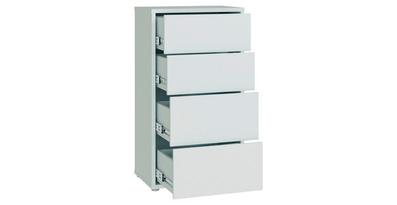 KOMMODE , 55/99/35 cm, 4 Schublade(n)  - Silberfarben/Hellgrau, Trend, Holzwerkstoff/Kunststoff (55/99/35cm) - Carryhome