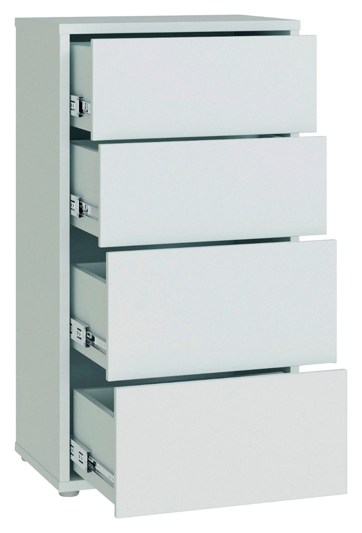 KOMMODE , 55/99/35 cm, 4 Schublade(n)  - Silberfarben/Hellgrau, Trend, Holzwerkstoff/Kunststoff (55/99/35cm) - Carryhome