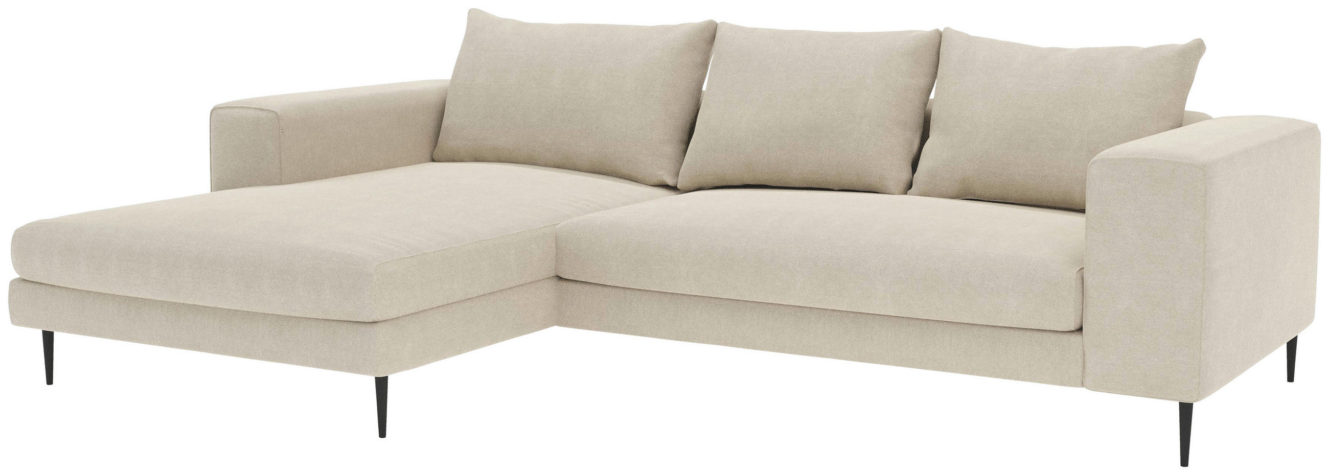 ECKSOFA in Struktur Beige  170/275 cm  - Beige/Schwarz, MODERN, Textil/Metall (170/275cm) - Trendmanufaktur