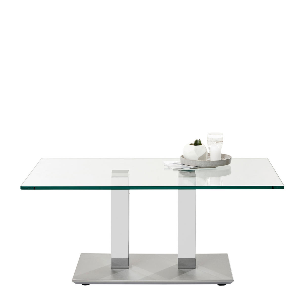 COUCHTISCH in Metall, Glas 110/70/46-65 cm  - Chromfarben/Edelstahlfarben, Design, Glas/Kunststoff (110/70/46-65cm)