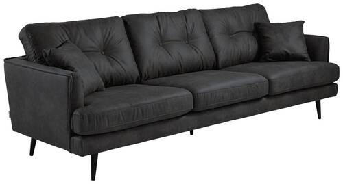 3-SITZER-SOFA in Mikrofaser Anthrazit  - Anthrazit/Schwarz, Design, Holz/Textil (257/89/92cm) - Livetastic