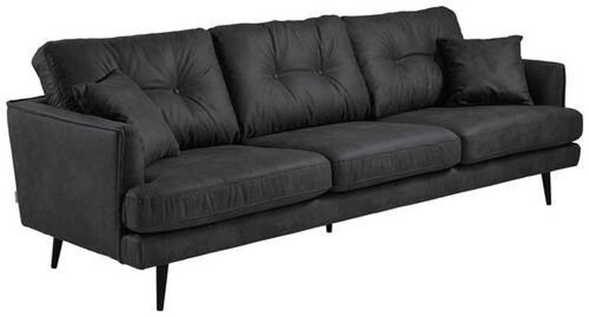 3-SITZER-SOFA in Mikrofaser Anthrazit  - Anthrazit/Schwarz, Design, Holz/Textil (257/89/92cm) - Livetastic