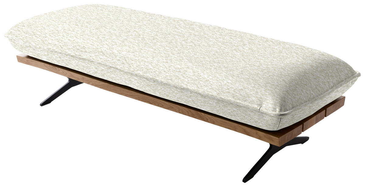 ECKSOFA Chenille, Flachgewebe Creme, Wildeiche  - Wildeiche/Creme, Design, Holz/Textil (284/161cm) - Koinor