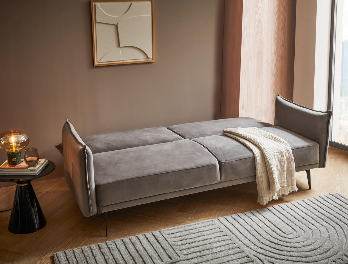 SCHLAFSOFA in Samt Dunkelgrau  - Dunkelgrau, Design, Textil/Metall (207/88/86cm) - Stylife