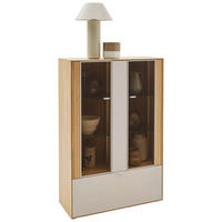 HIGHBOARD Kaschmir, Wildeiche  91,9/138,3/37,1 cm  - Kaschmir/Wildeiche, Design, Glas/Holz (91,9/138,3/37,1cm) - Dieter Knoll