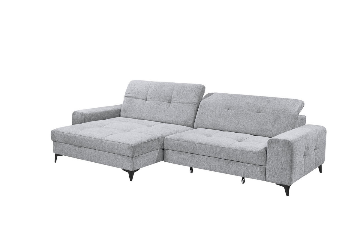 ECKSOFA Mikrovelours Hellgrau  - Hellgrau/Schwarz, Design, Kunststoff/Textil (182/328cm) - MID.YOU