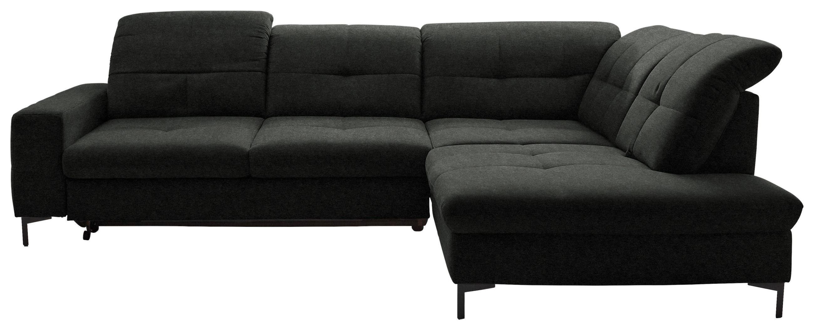 ECKSOFA in Chenille Anthrazit  - Anthrazit/Schwarz, Design, Textil/Metall (310/240cm) - Xora