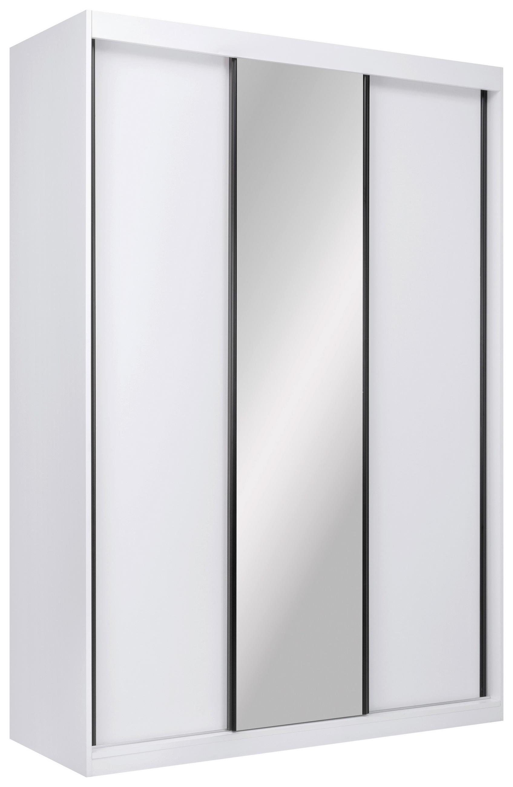 SCHIEBETÜRENSCHRANK 150/215/59,5 cm  - Schwarz/Weiß, MODERN, Holzwerkstoff/Metall (150/215/59,5cm) - MID.YOU