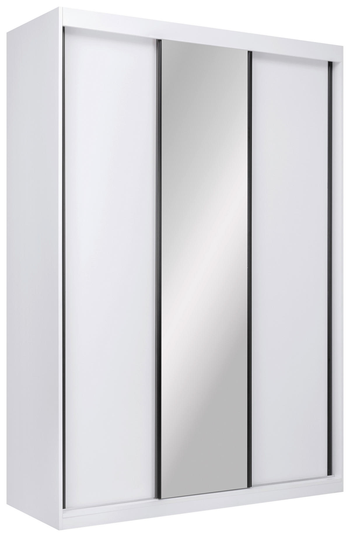 SCHIEBETÜRENSCHRANK 150/215/59,5 cm  - Schwarz/Weiß, MODERN, Holzwerkstoff/Metall (150/215/59,5cm) - MID.YOU