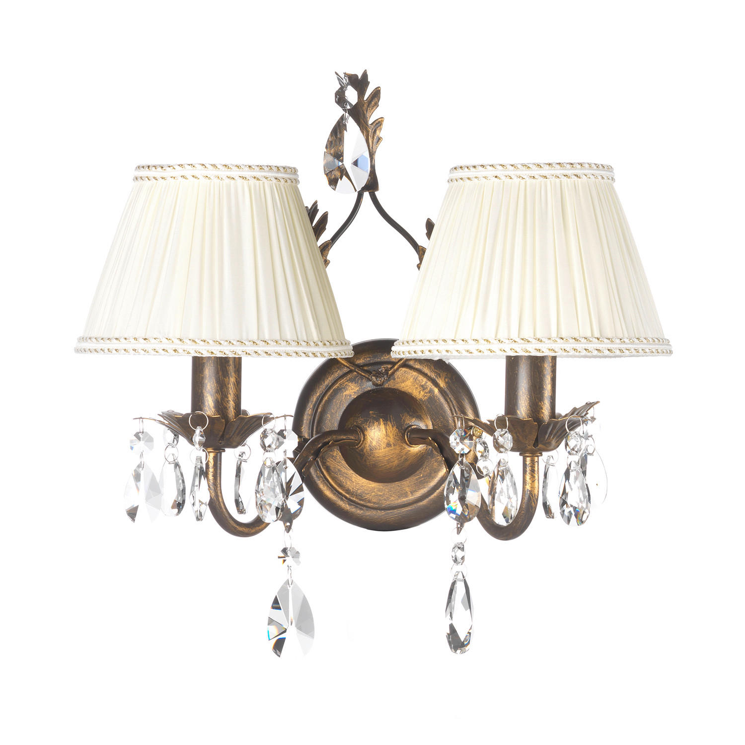 WANDLEUCHTE 34/24/30 cm  - Bronzefarben, KONVENTIONELL, Glas/Textil (34/24/30cm)
