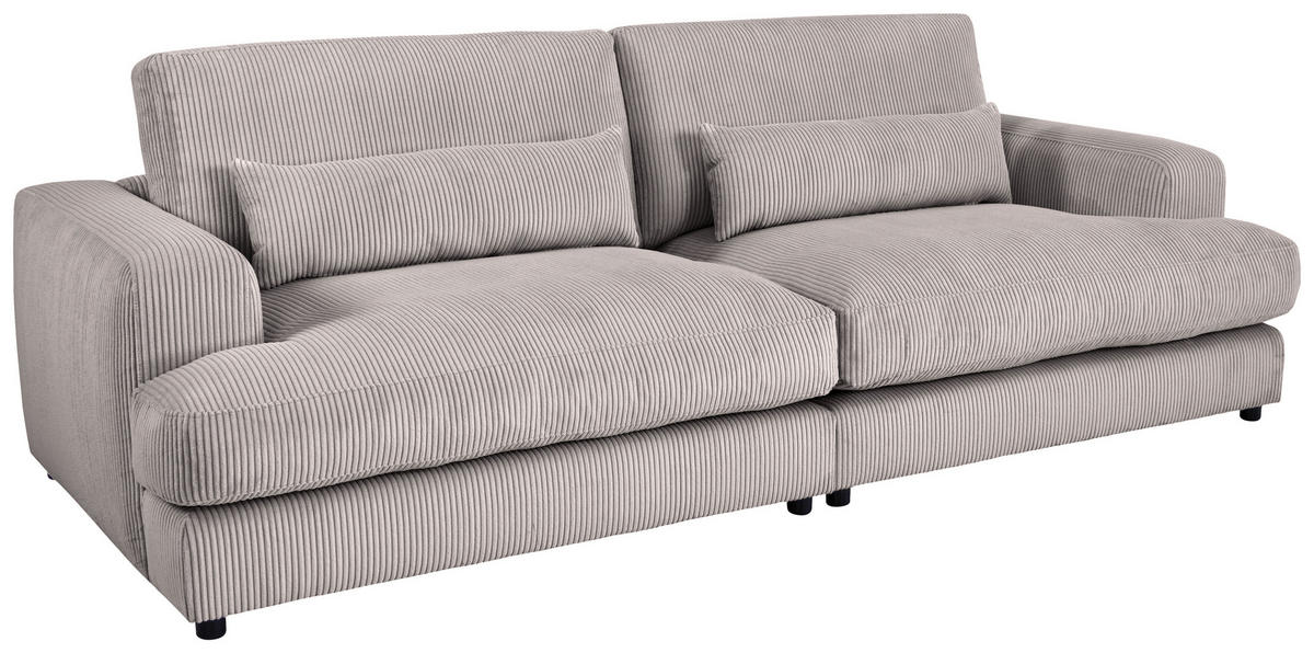MEGASOFA Cord Grau  - Schwarz/Grau, MODERN, Kunststoff/Textil (260/85/112cm) - Lomoco