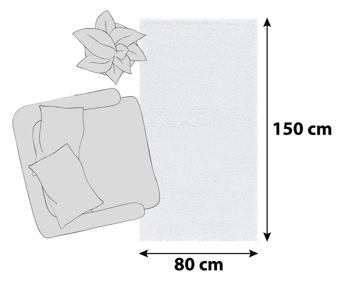 KOBEREC S VYSOKÝM VLASEM, 80/150 cm, bílá - bílá, Basics, textil (80/150cm) - Novel