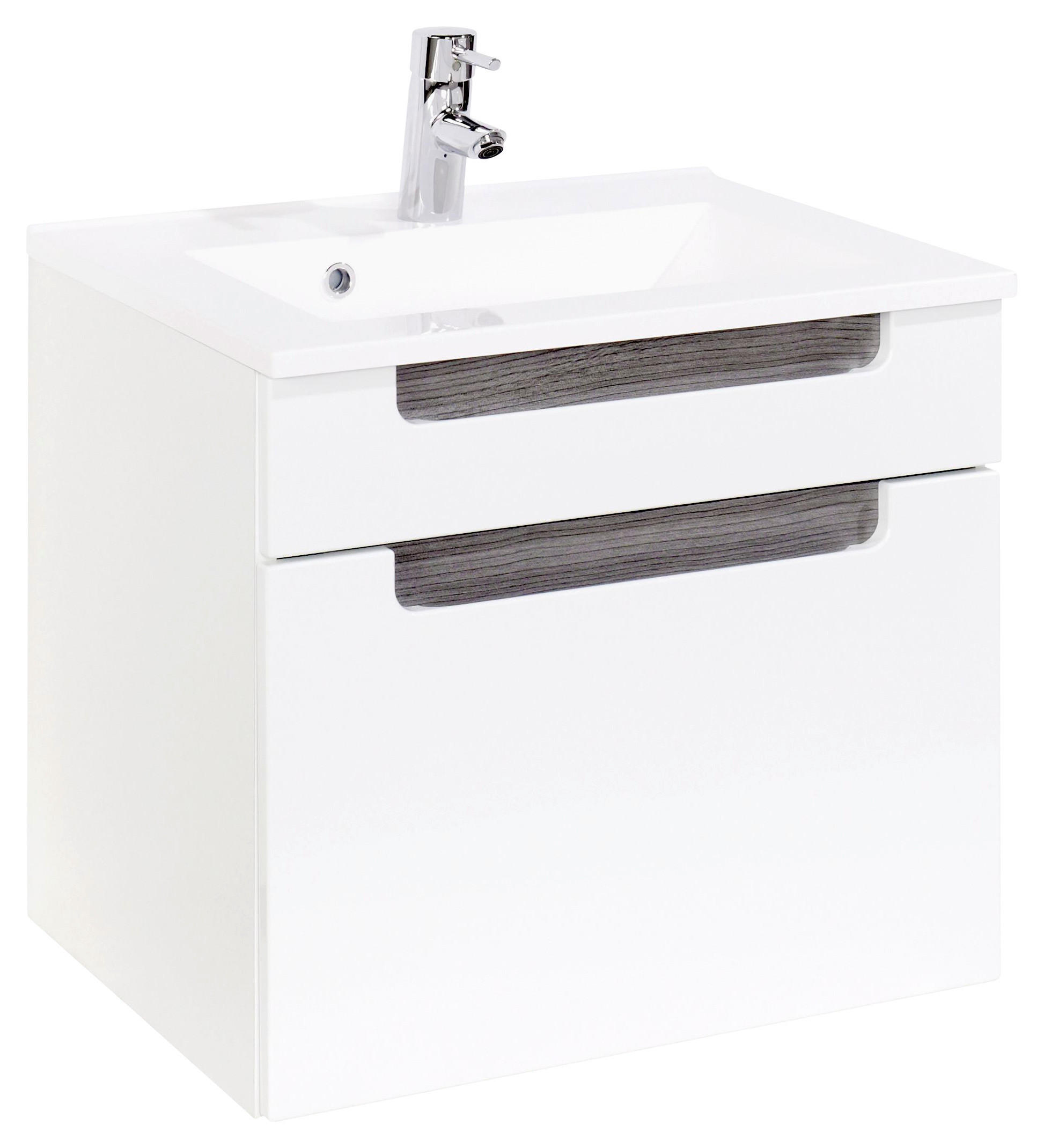 TVÄTTSTÄLL MED KOMMOD 60 cm  - vit/silvereksfärgad, Modern, trämaterial/sten (60cm) - Held