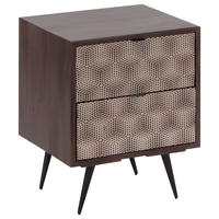 ÉJJELISZEKRÉNY keményfa mangófa diószínű  - fekete/rézszínű, Modern, faalapú anyag/fém (40/50/35cm) - MID.YOU