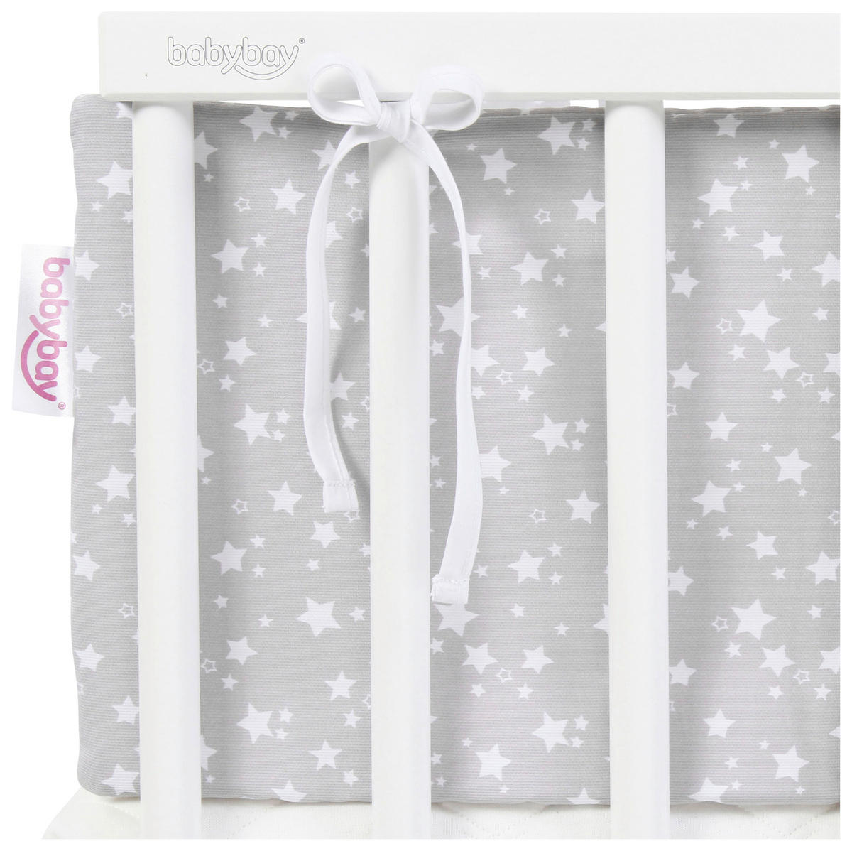 Nestchen Pique Babybay  168/2/24 cm   - Weiß/Grau, Basics, Textil (168/2/24cm) - Babybay