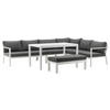 DINING-LOUNGESET Aluminium  - Weiß/Grau, KONVENTIONELL, Textil/Metall - Gardenson