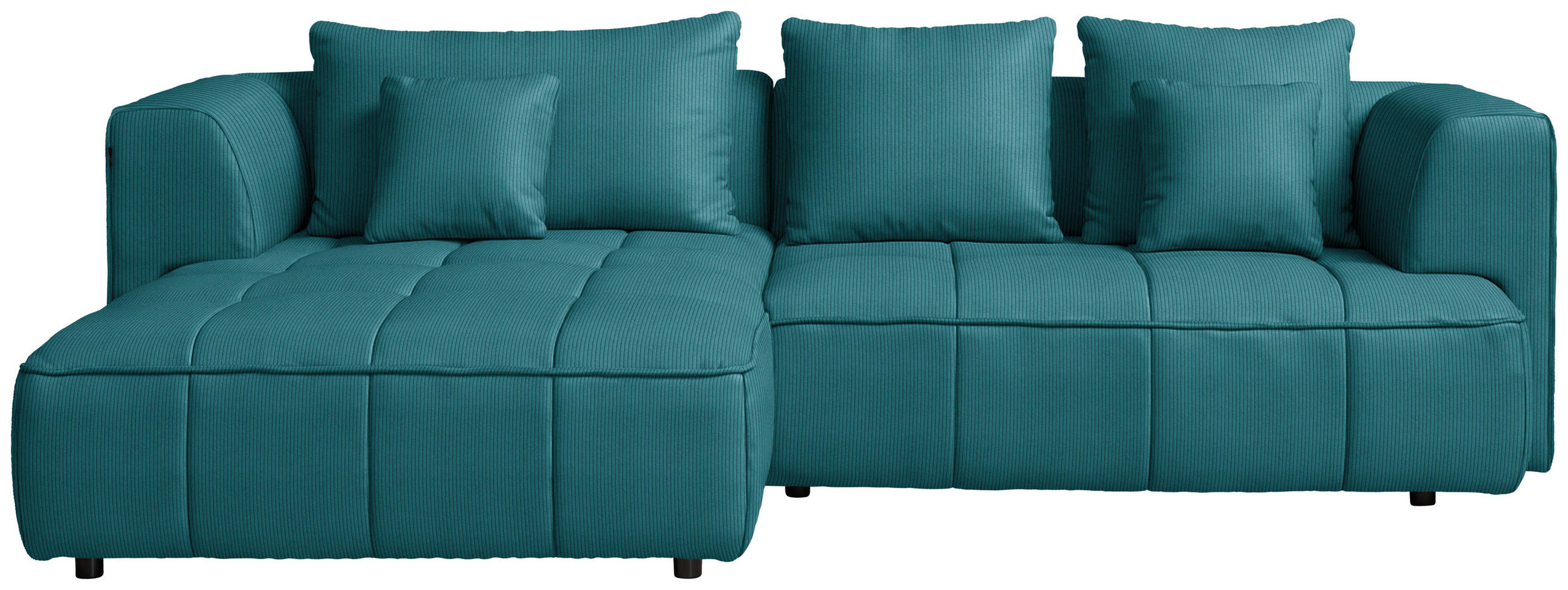 ECKSOFA Feincord Petrol  - Petrol/Schwarz, Design, Kunststoff/Textil (188/288cm) - Welnova