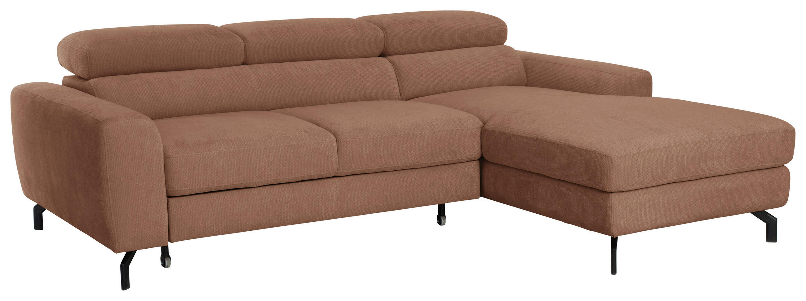 ECKSOFA Chenille Altrosa  - Schwarz/Altrosa, Design, Textil/Metall (226/177cm) - Livetastic