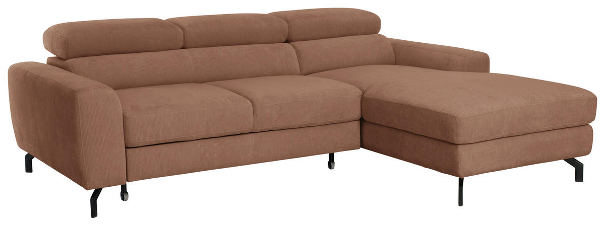 ECKSOFA Chenille Altrosa  - Schwarz/Altrosa, Design, Textil/Metall (226/177cm) - Livetastic