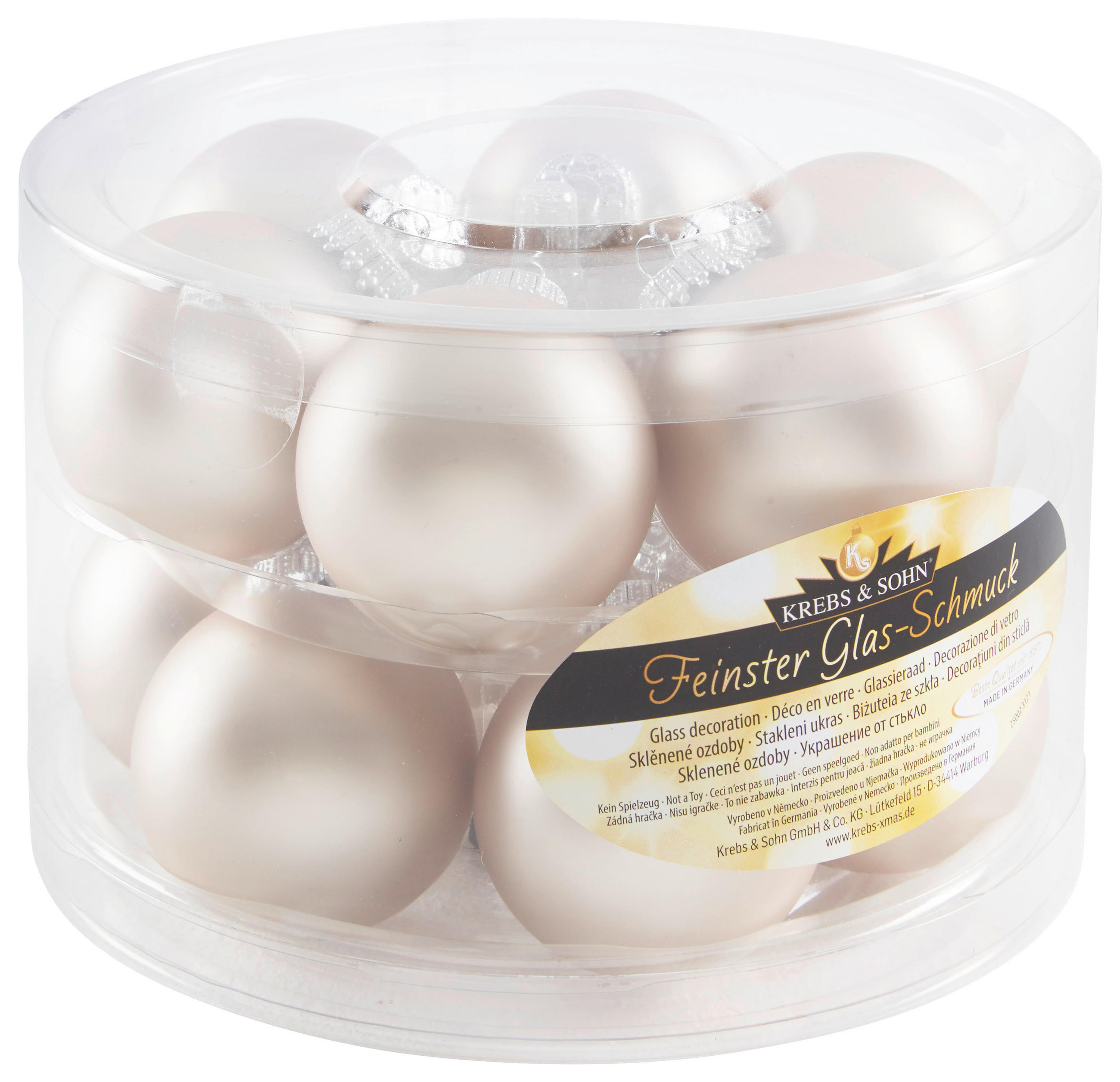 JULGRANSKULOR SET 6  cm 12 delar Winter Wonderland  - ljusgrå, Klassisk, glas (6 cm)