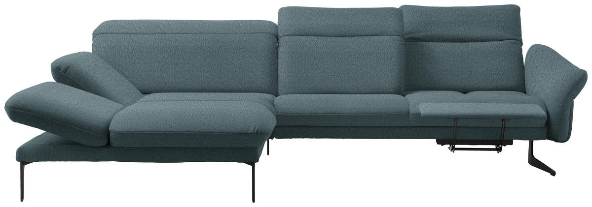 ECKSOFA in Webstoff Hellblau  - Anthrazit/Hellblau, Design, Textil/Metall (203/299cm) - Himolla