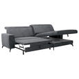 ECKSOFA inkl. Funktion Grau Cord  - Schwarz/Grau, KONVENTIONELL, Textil/Metall (290/178cm) - Cantus