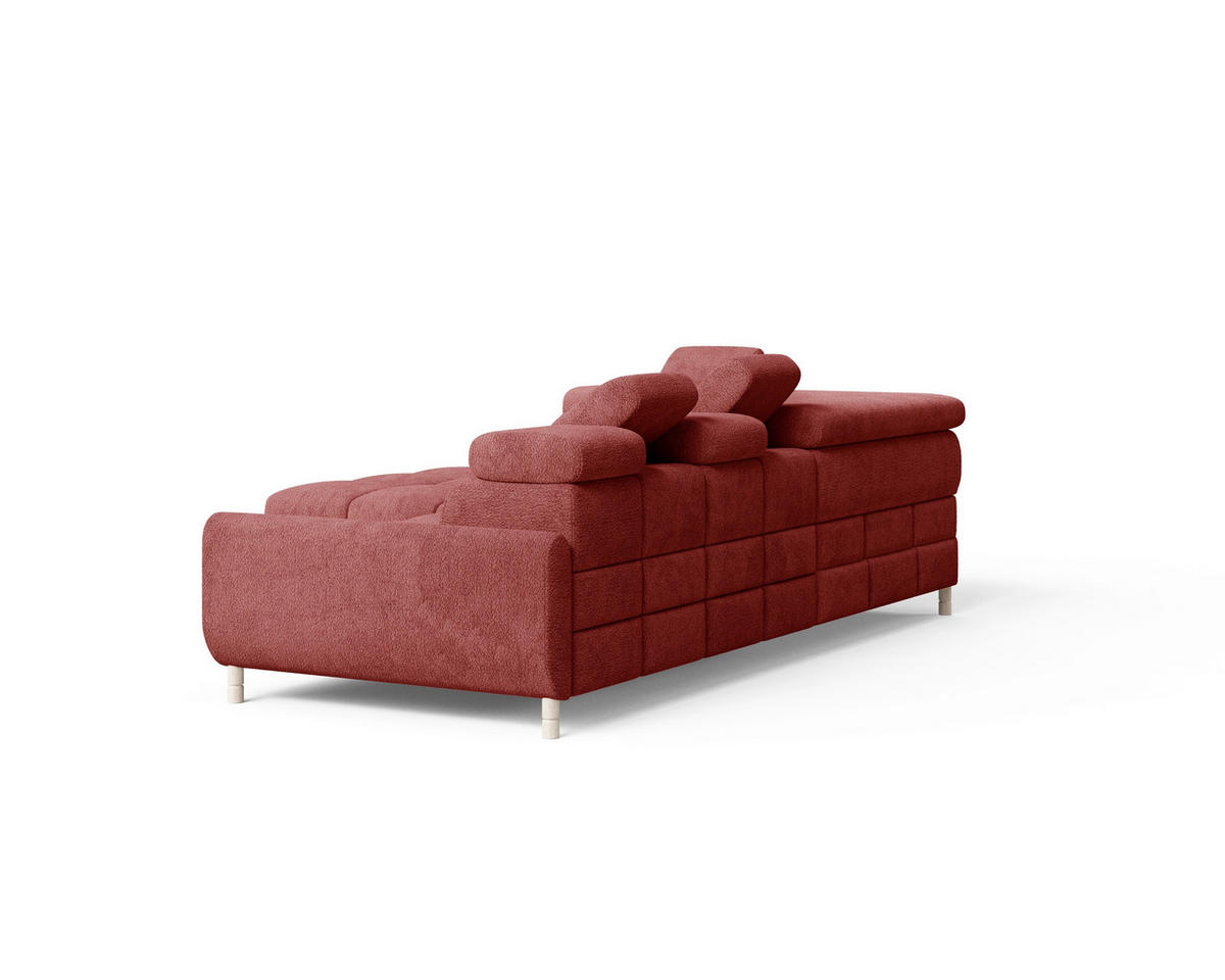 ECKSOFA BUN in Bouclé Rot  - Elfenbein/Rot, Design, Holz/Textil (209/276cm) - MID.YOU