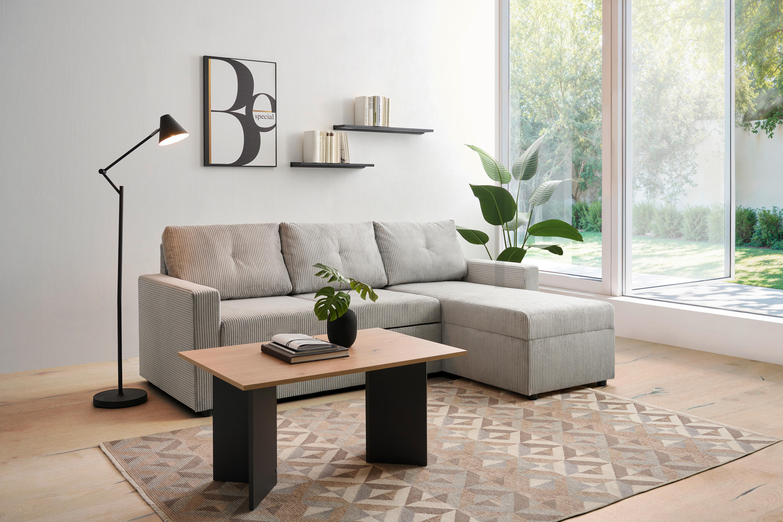 Thumbnail - Ti'me Ecksofa, Hellgrau, Textil, 3-Sitzer, Füllung: Schaumstoff, Ottomane rechts, seitenverkehrt montierbar, L-Form, 218...