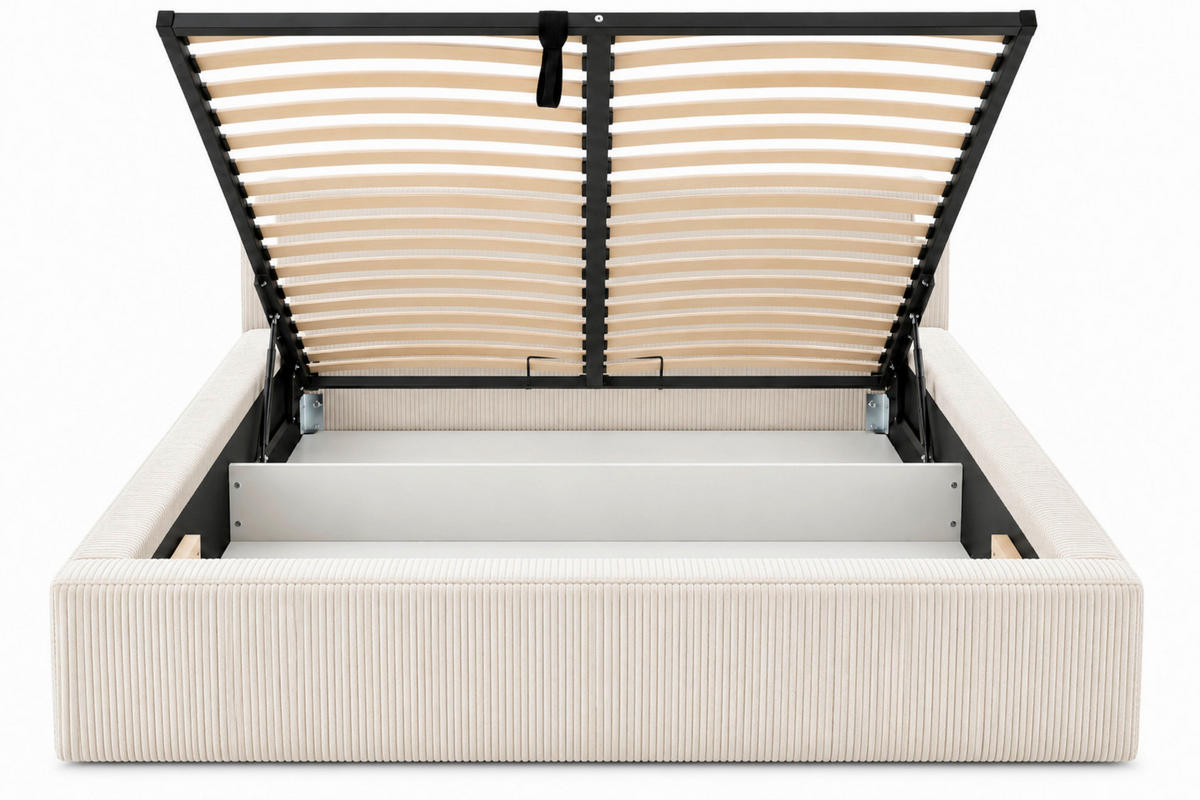 POLSTERBETT Lattenrost, Bettkasten Creme 200/200 cm  - Creme/Schwarz, MODERN, Holz/Kunststoff (200/200cm) - MID.YOU