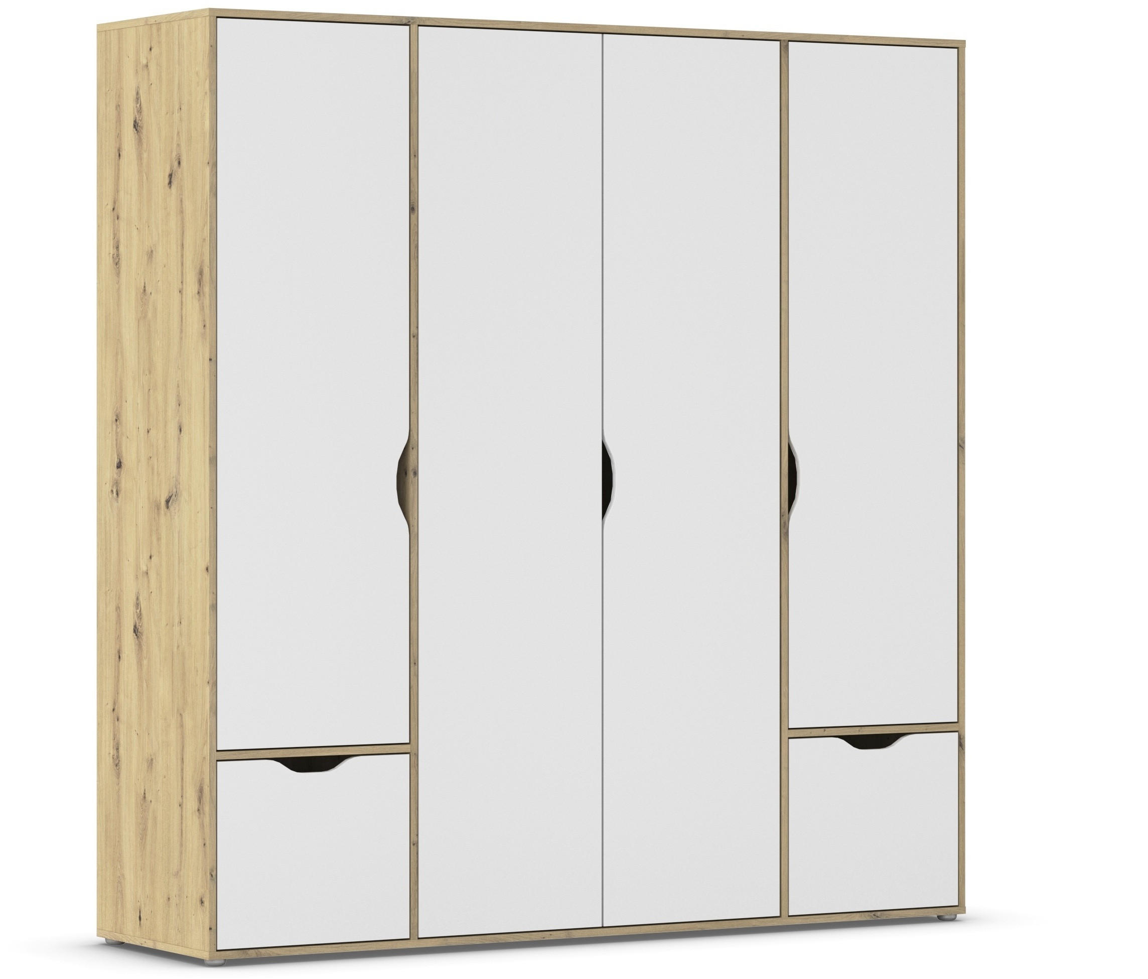 DREHTÜRENSCHRANK in Weiss, Eiche Artisan  - Weiss/Eiche Artisan, Basics, Holzwerkstoff (187/194/53cm) - Boxxx