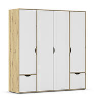 DREHTÜRENSCHRANK in Weiss, Eiche Artisan  - Weiss/Eiche Artisan, Basics, Holzwerkstoff (187/194/53cm) - Boxxx